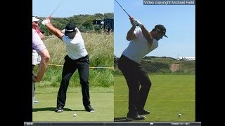 Jon Rahm golf swing  Long Iron faceon amp downtheline July 2017 [upl. by Eerdna747]