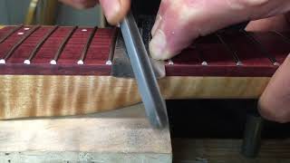 How To Spot Level Recrown Guitar Frets With A Triangle File [upl. by Parry]