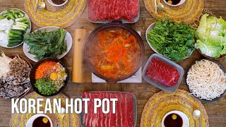 Hot Pot Recipe How to Korean Hot Pot at Home Deungchon Kalguksu Shabu Shabu amp Fried Rice at the End [upl. by Secunda]