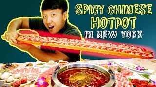 SPICY MEAT FEAST BEST Chinese Hotpot in New York Review [upl. by Benton]