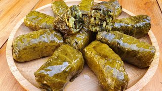 ABSOLUTELY DELICIOUS QUICK STUFFED GRAPE LEAVES WITH HERBS AND RICE DOLMA RECIPE [upl. by Englebert]