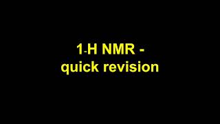 Quick Revision  Proton NMR [upl. by Aelahc]