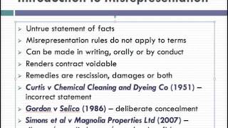 Misrepresentation Lecture 1 of 4 [upl. by Shiverick976]