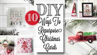 DIY Repurposed Christmas Cards  10 PROJECTS [upl. by Derrej]