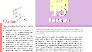 NCERT\CBSE class 12 chemistry chapter 15 Polymers part 1 [upl. by Aneeb679]