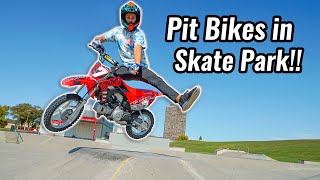 Riding Pit Bikes in Skate Park [upl. by Rayna]